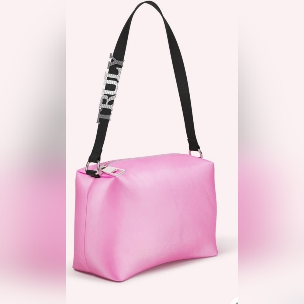 Truly Satin bag with sliding Rhinestone Logo Brand New 💎 - Picture 4 of 7